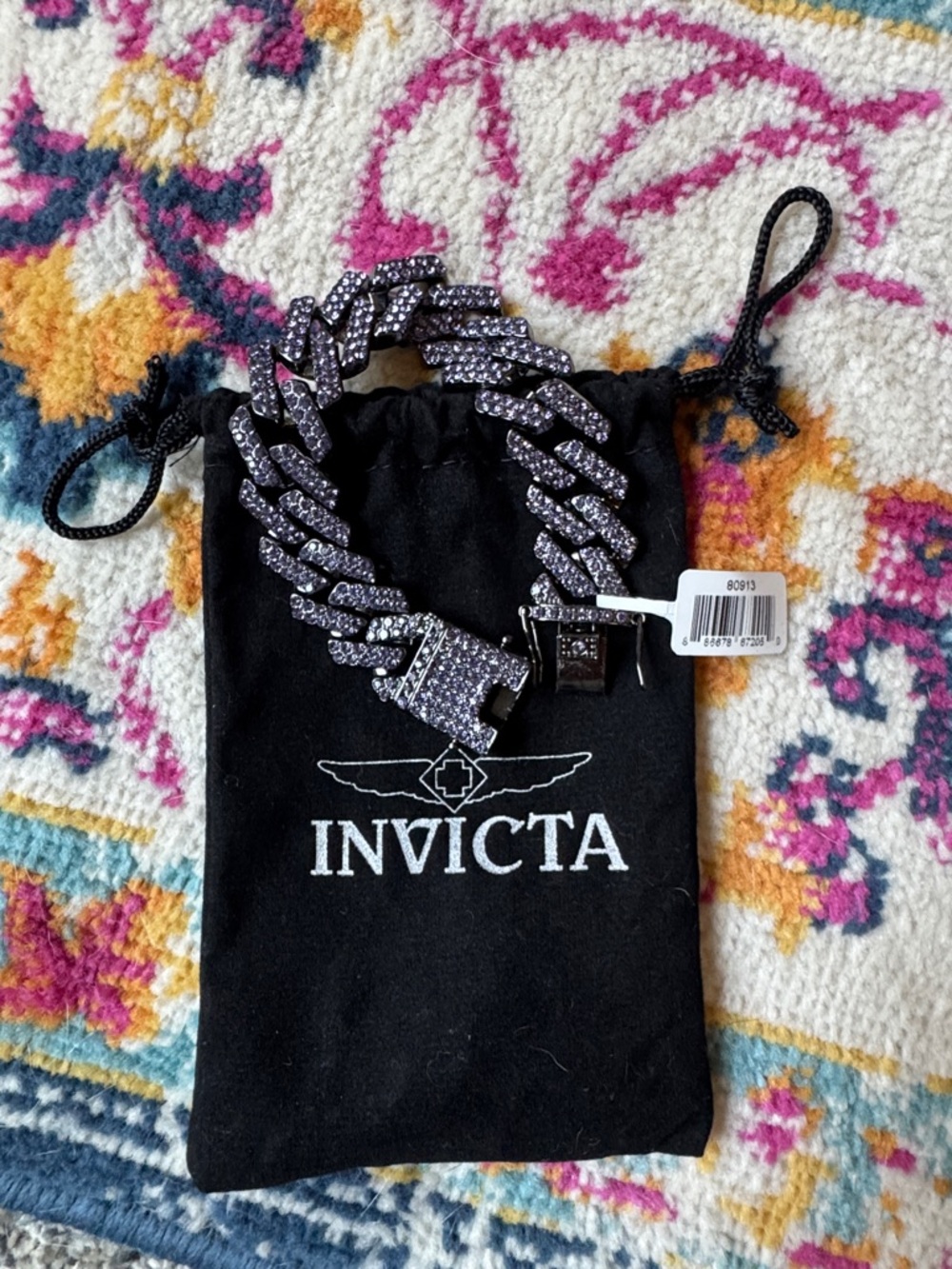 Invicta Men’s Purple Crystal Cuban Link Bracelet